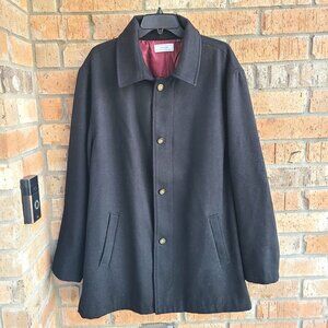 Five Four Men Classic Black Wool Blend Pea Coat Winter Jacket Size XL